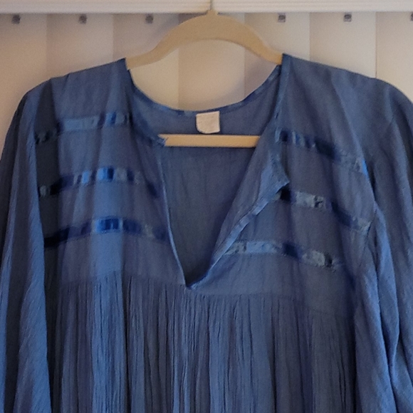 Blue 100% Cotton Midi Dress|Size M - Picture 3 of 4